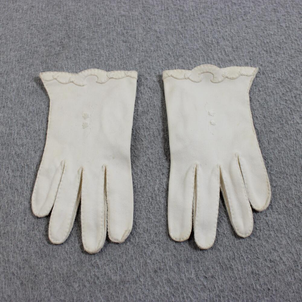 Vintage Gloves Women One Size White Lace Embroidered Wrist Formal Lot Cosplay - Picture 2 of 12